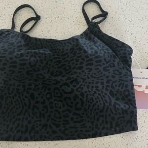 Joy Lab moisture wicking athletic bra Black Leopard Print Crop Top size S NWT